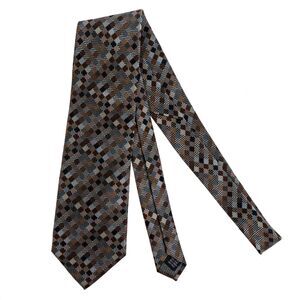 VALERIO GARATI Tie 100% Silk Hand Made ITALY, Gold, Silver, Black Luxury Necktie